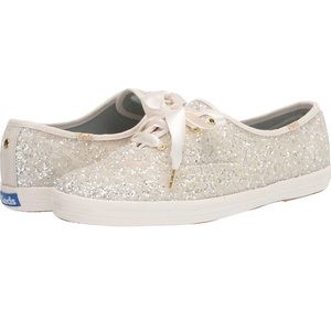 KEDS by Kate Spade Cream Glitter Shoe 7 WIDE Never Worn!